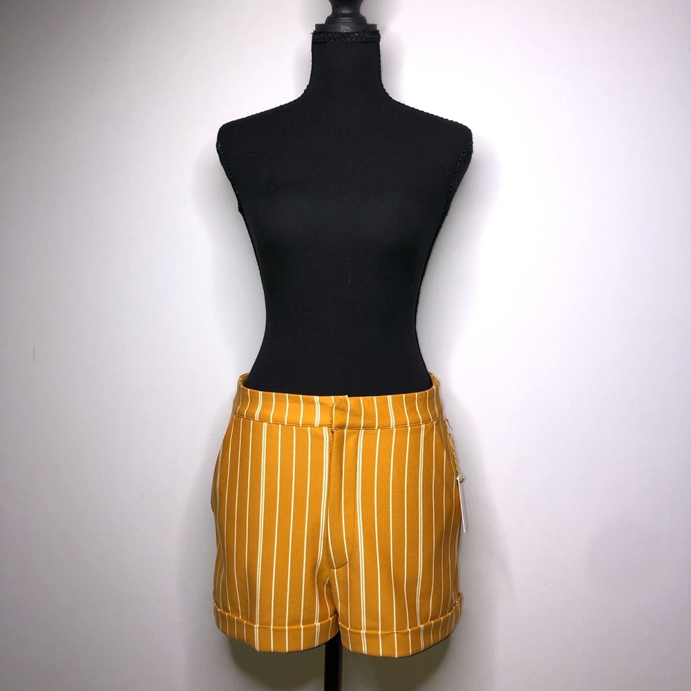Forever 21 Yellow White Stripes Medium Shorts
